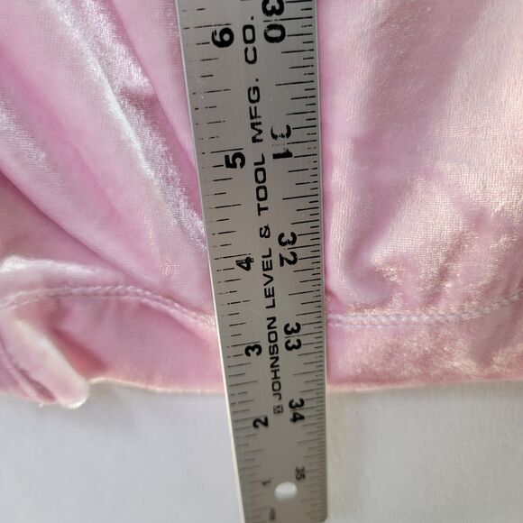 Free People Pink Mini Crushed Velvet Dress Long Sleeve Front Ruched V Neck S - Picture 10 of 12